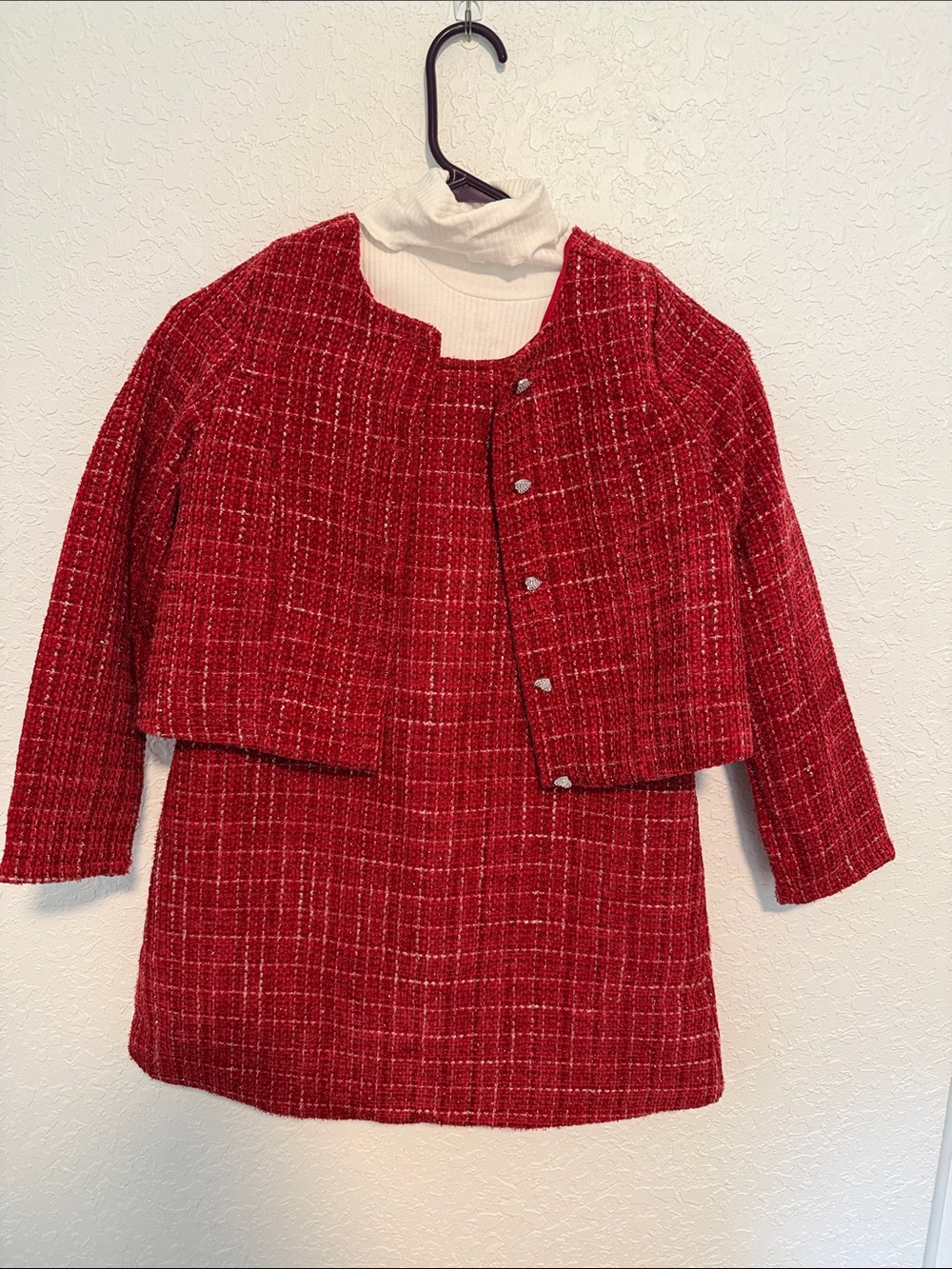 Rachel Zoe Red Tweed Two-Piece Dress Set